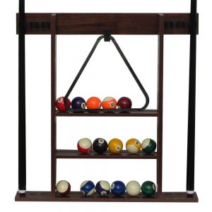 Rack Stand Holding Pool Balls and Triangle Racks